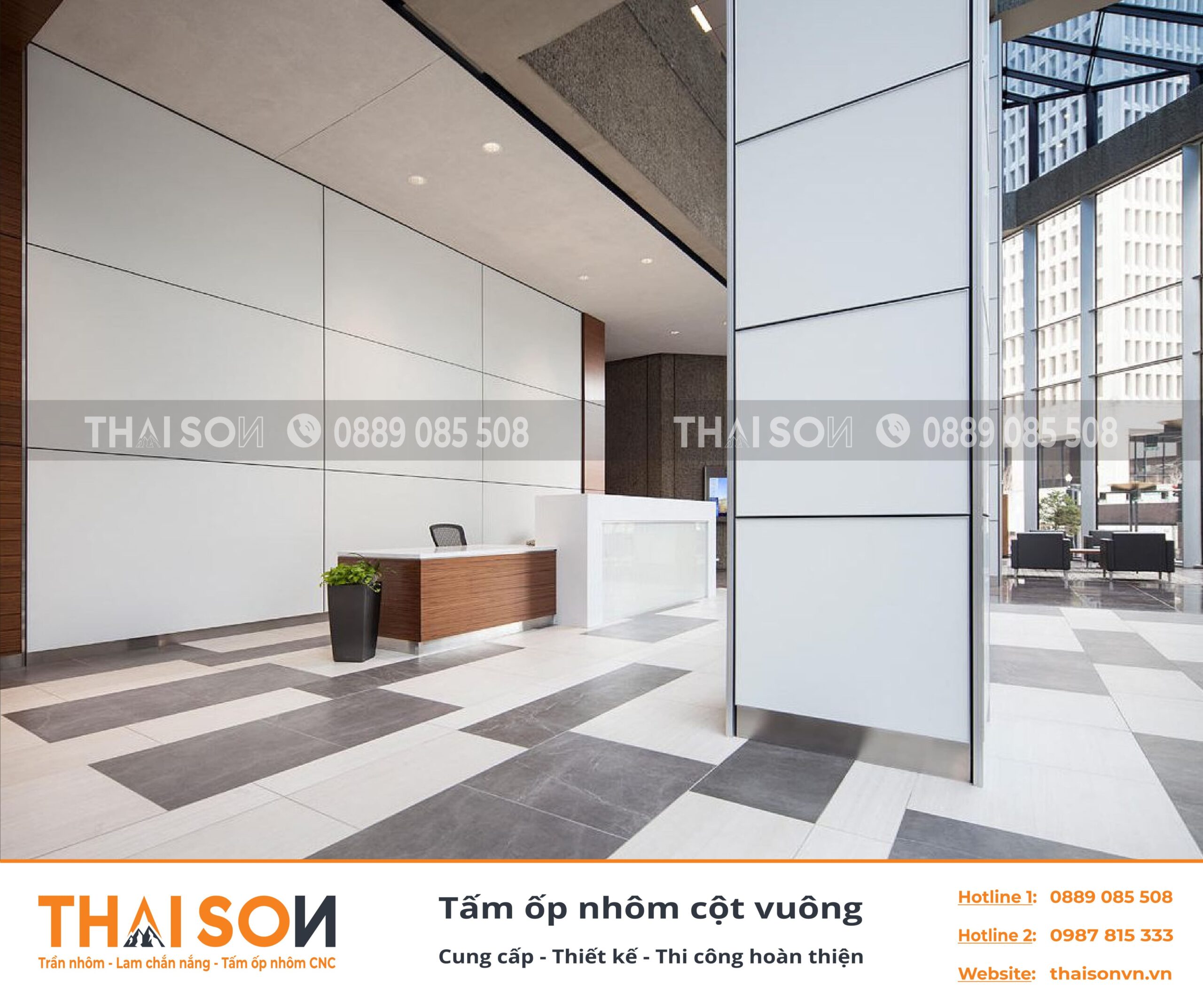 Tấm ốp nhôm cột vuông